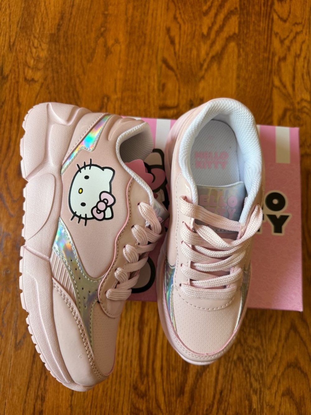 Hello Kitty Pink Kids Sneakers with Iridescent Accents